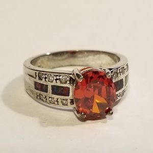 VINTAGE Orange Garnet Band Ring
